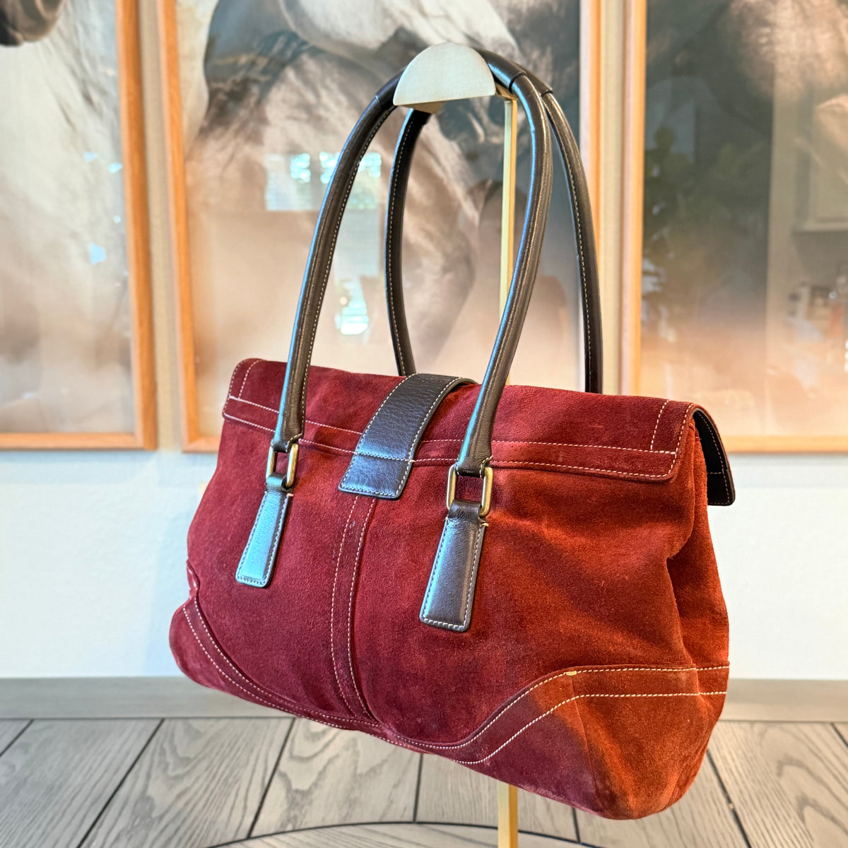 Vintage Coach Soho Burgundy-Red Suede Bag