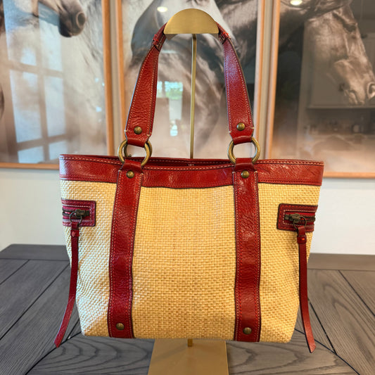 Vintage Coach Legacy Buckle Tote Bag Woven Leather 2005