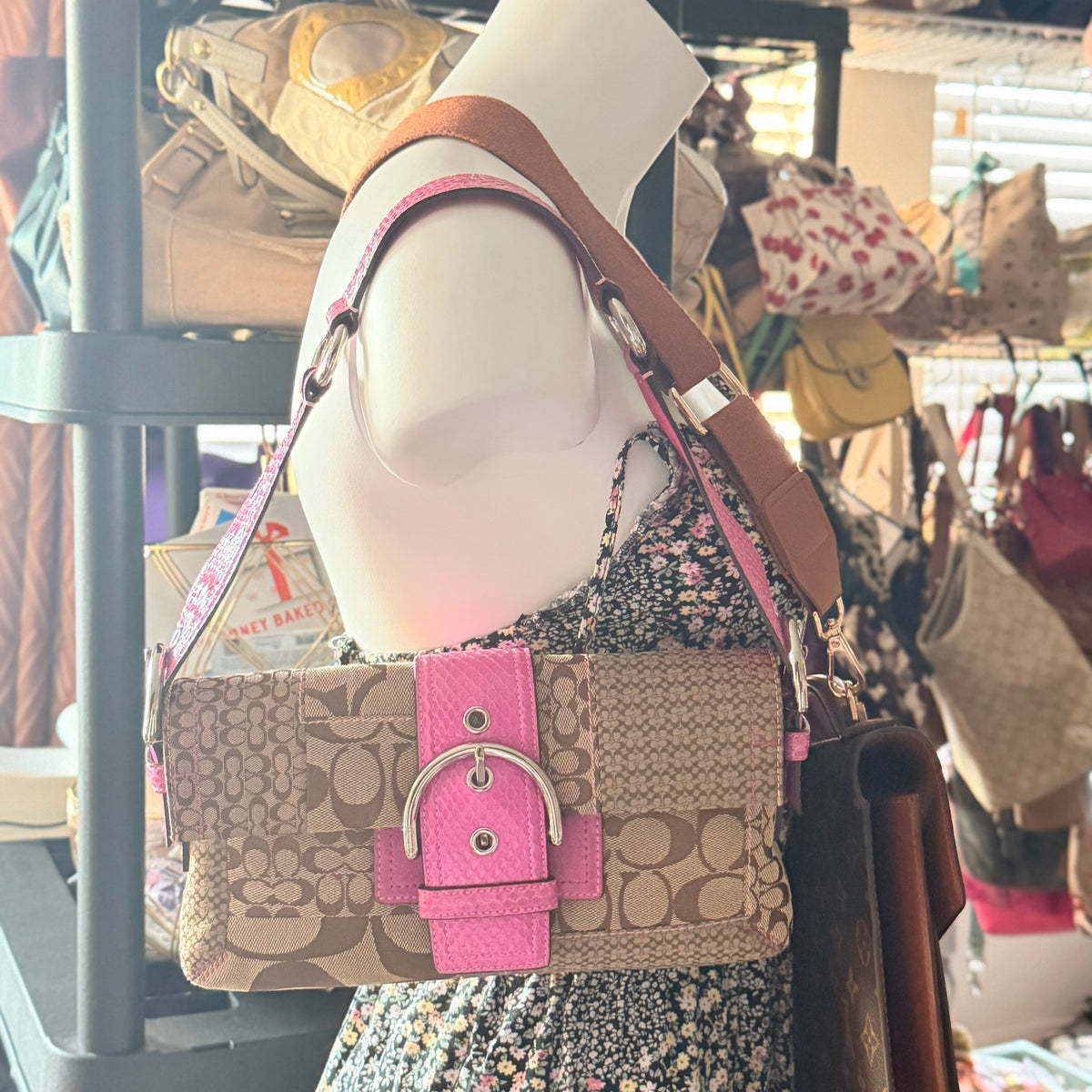 Vintage Pink Coach Soho Patchwork Shoulder Bag 2005