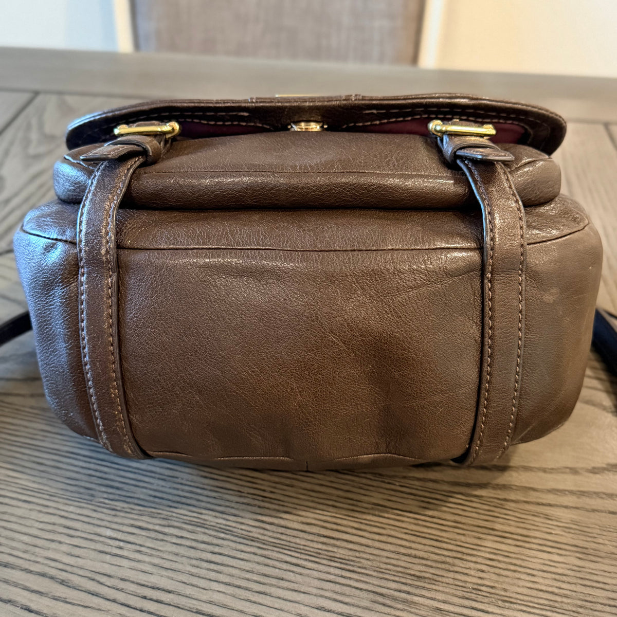 Dark Brown Coach Madison Annabelle Leather Flap Shoulder Bag