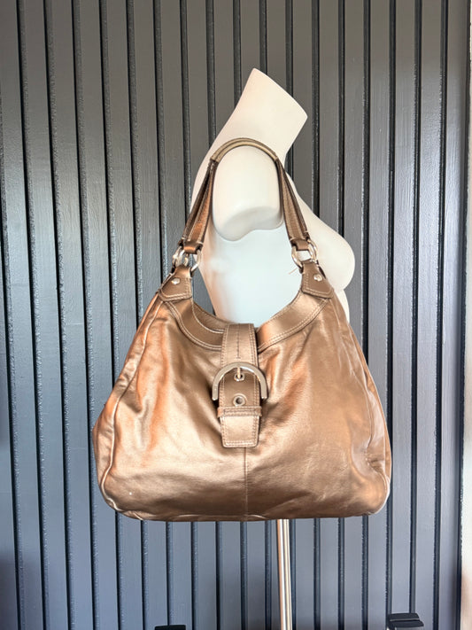 Coach Soho Lynn Metallic Bronze Leather Hobo Shoulder Bag