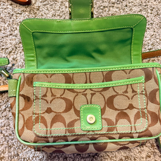 Rare Green Vintage Coach Soho Signature Mini Crossbody Bag 2004