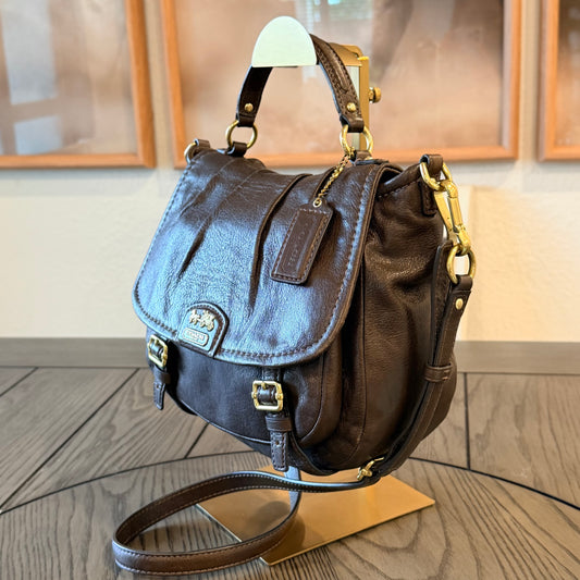 Dark Brown Coach Madison Annabelle Leather Flap Shoulder Bag