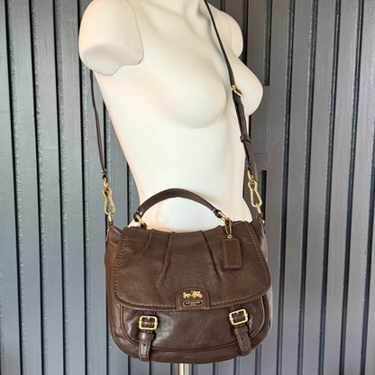 Dark Brown Coach Madison Annabelle Leather Flap Shoulder Bag