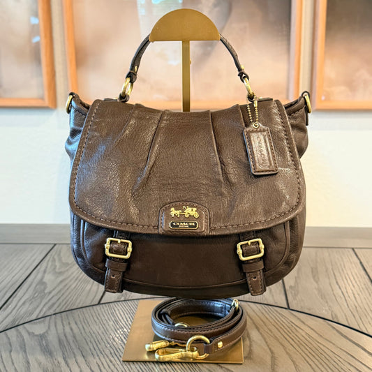 Dark Brown Coach Madison Annabelle Leather Flap Shoulder Bag