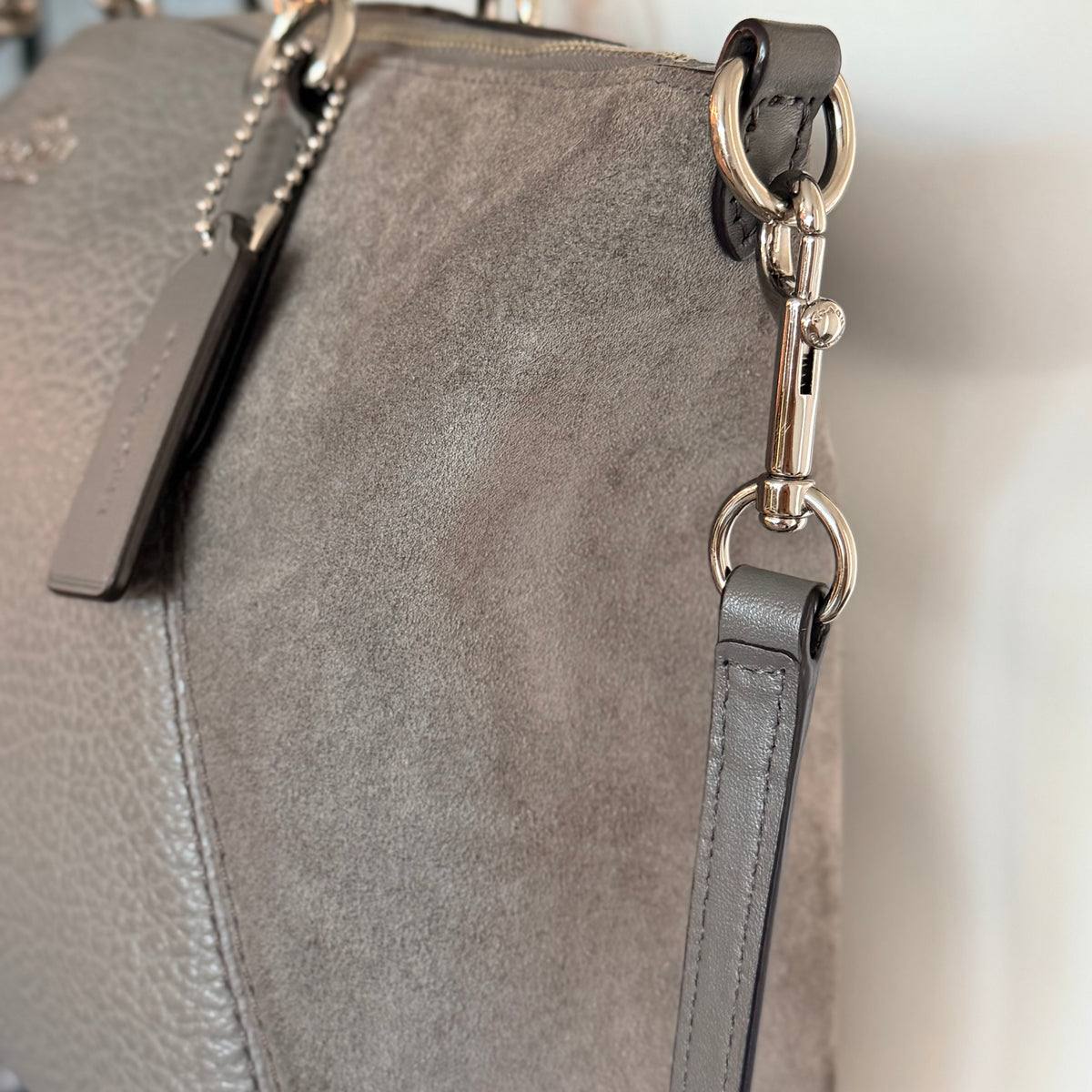 Coach Small Kelsey Satchel Suede Side Panels with Crossbody Strap 2018