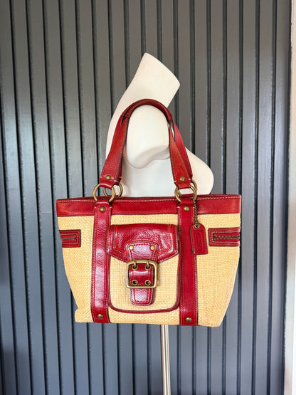Vintage Coach Legacy Buckle Tote Bag  Woven Leather 2005
