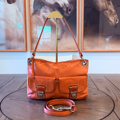 Coach Poppy Swing Messenger Hobo Bag with Silver Hardware Distressed Leather 2012