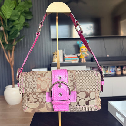 Vintage Pink Coach Soho Patchwork Shoulder Bag 2005