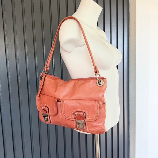 Coach Poppy Swing Messenger Hobo Bag with Silver Hardware Distressed Leather 2012