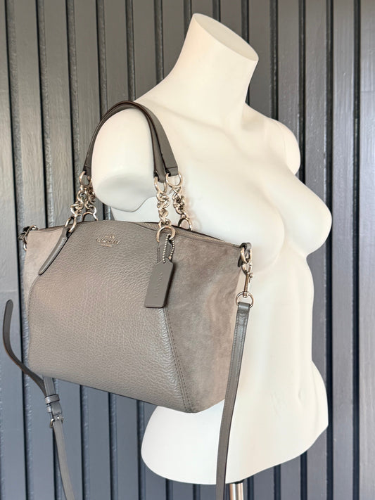 Coach Small Kelsey Satchel Suede Side Panels with Crossbody Strap 2018