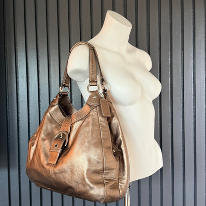 Coach Soho Lynn Metallic Bronze Leather Hobo Shoulder Bag