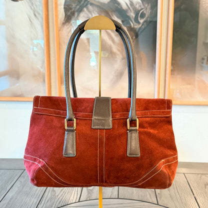 Vintage Coach Soho Burgundy-Red Suede Bag