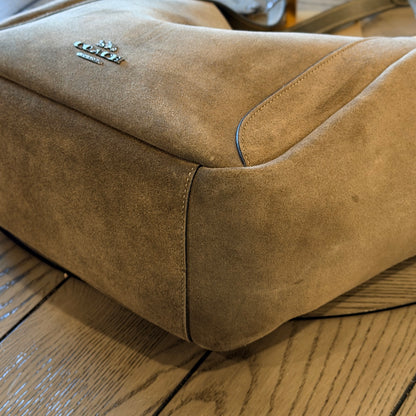 Coach Hadley Turnlock Tote Bag in Olive/Army Green Suede