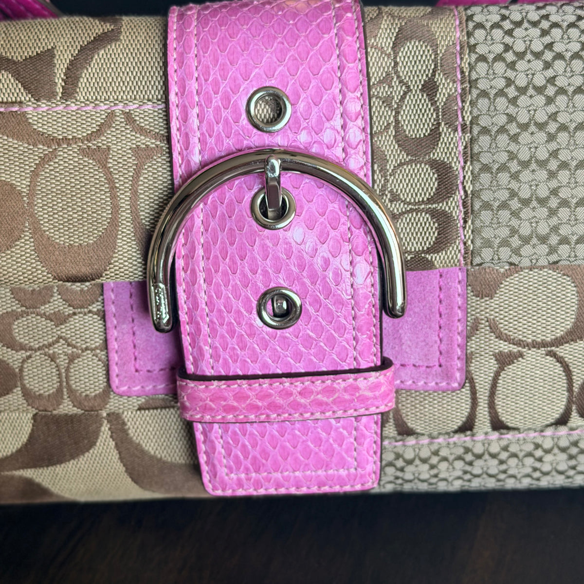 Vintage Pink Coach Soho Patchwork Shoulder Bag 2005
