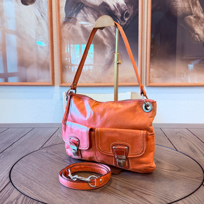 Coach Poppy Swing Messenger Hobo Bag with Silver Hardware Distressed Leather 2012