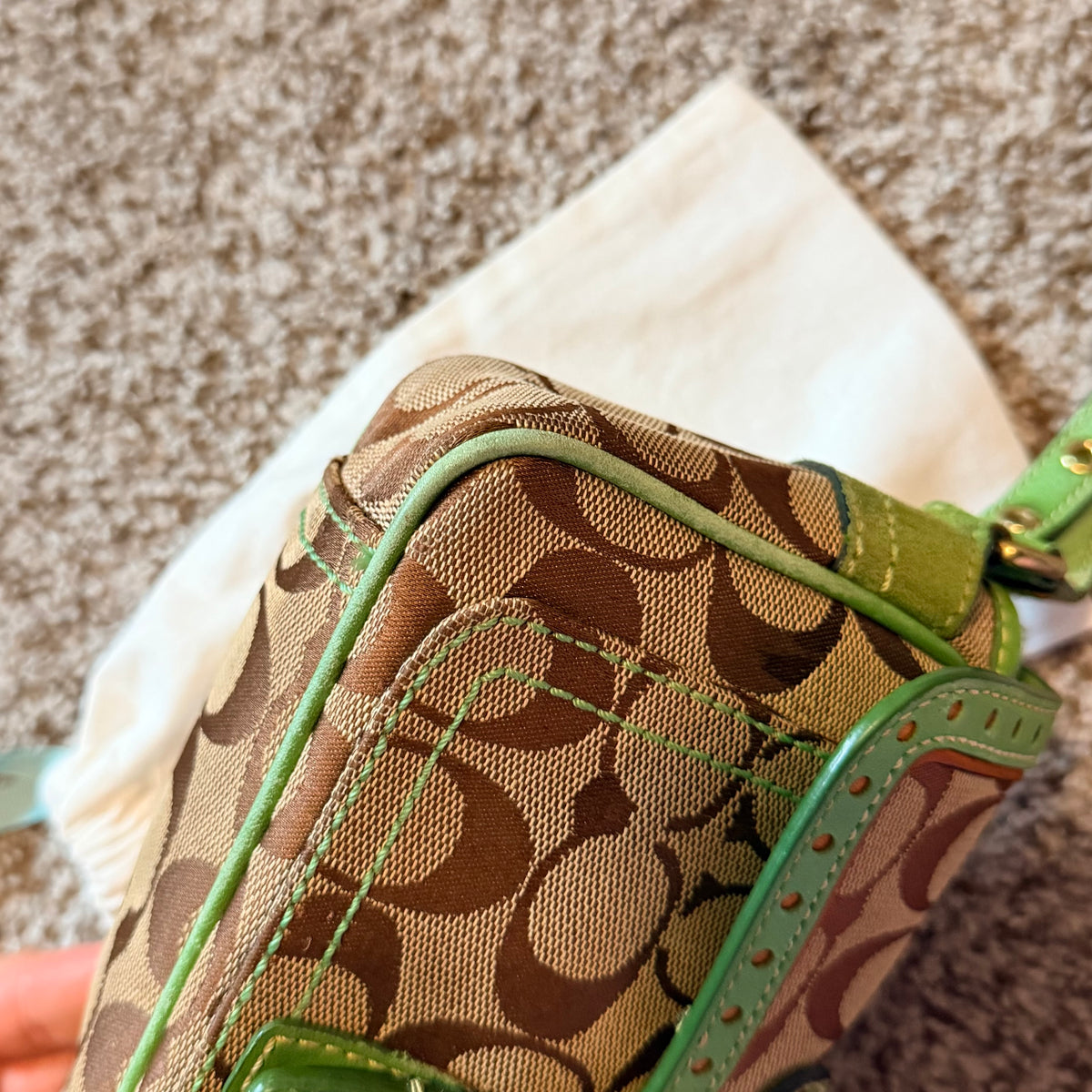 Rare Green Vintage Coach Soho Signature Mini Crossbody Bag 2004
