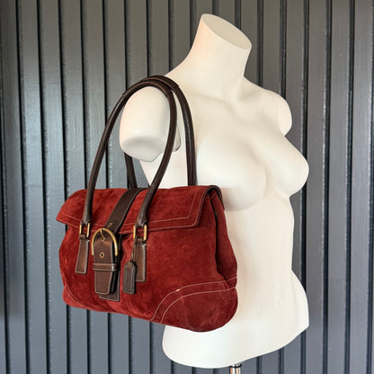 Vintage Coach Soho Burgundy-Red Suede Bag
