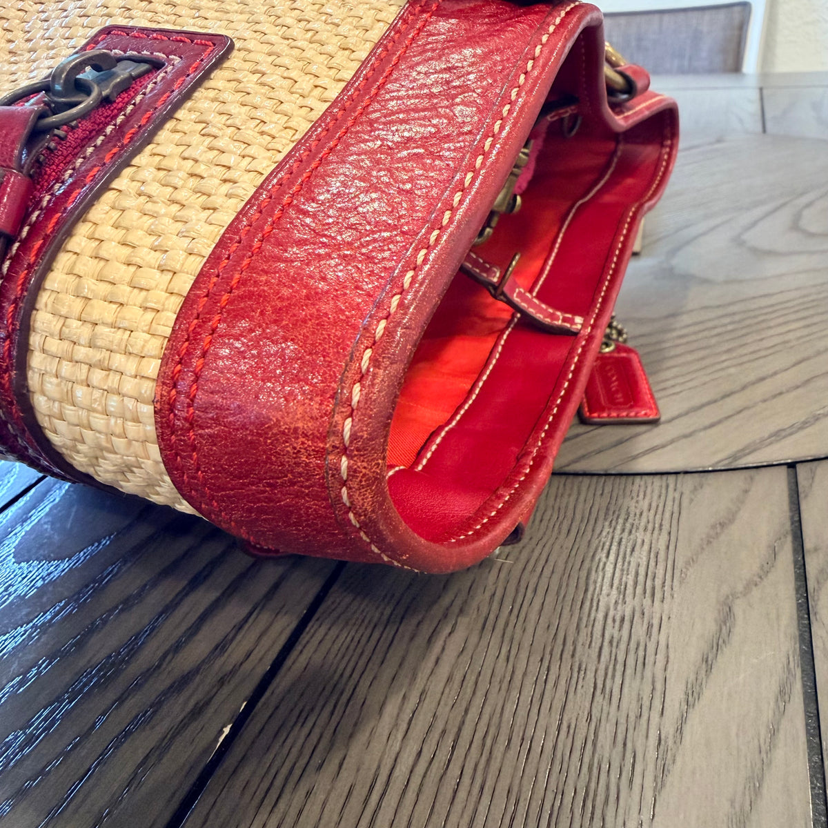 Vintage Coach Legacy Buckle Tote Bag  Woven Leather 2005