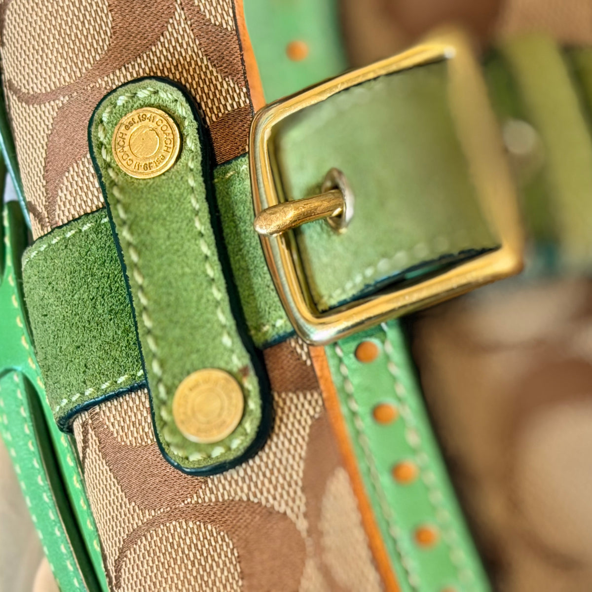 Rare Green Vintage Coach Soho Signature Mini Crossbody Bag 2004
