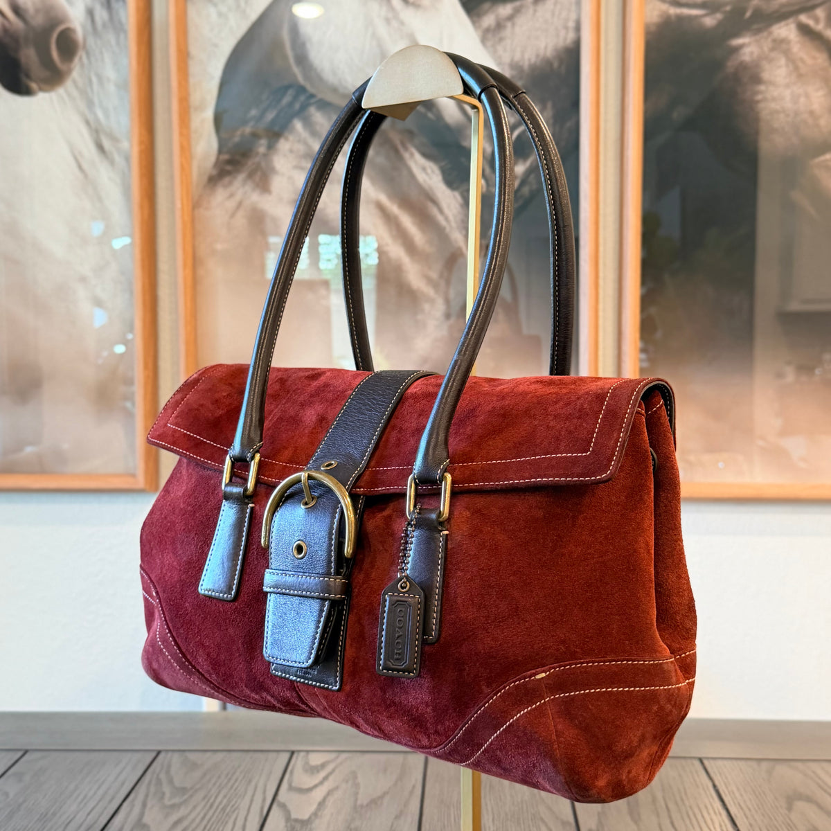 Vintage Coach Soho Burgundy-Red Suede Bag