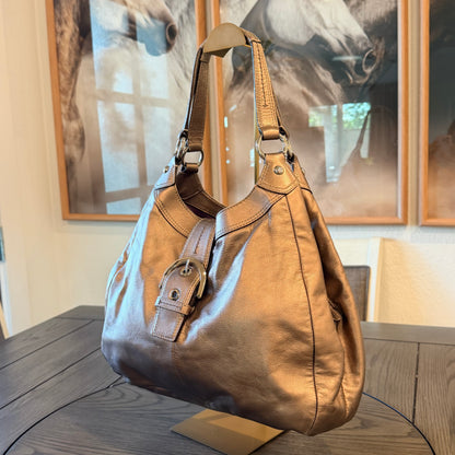 Coach Soho Lynn Metallic Bronze Leather Hobo Shoulder Bag