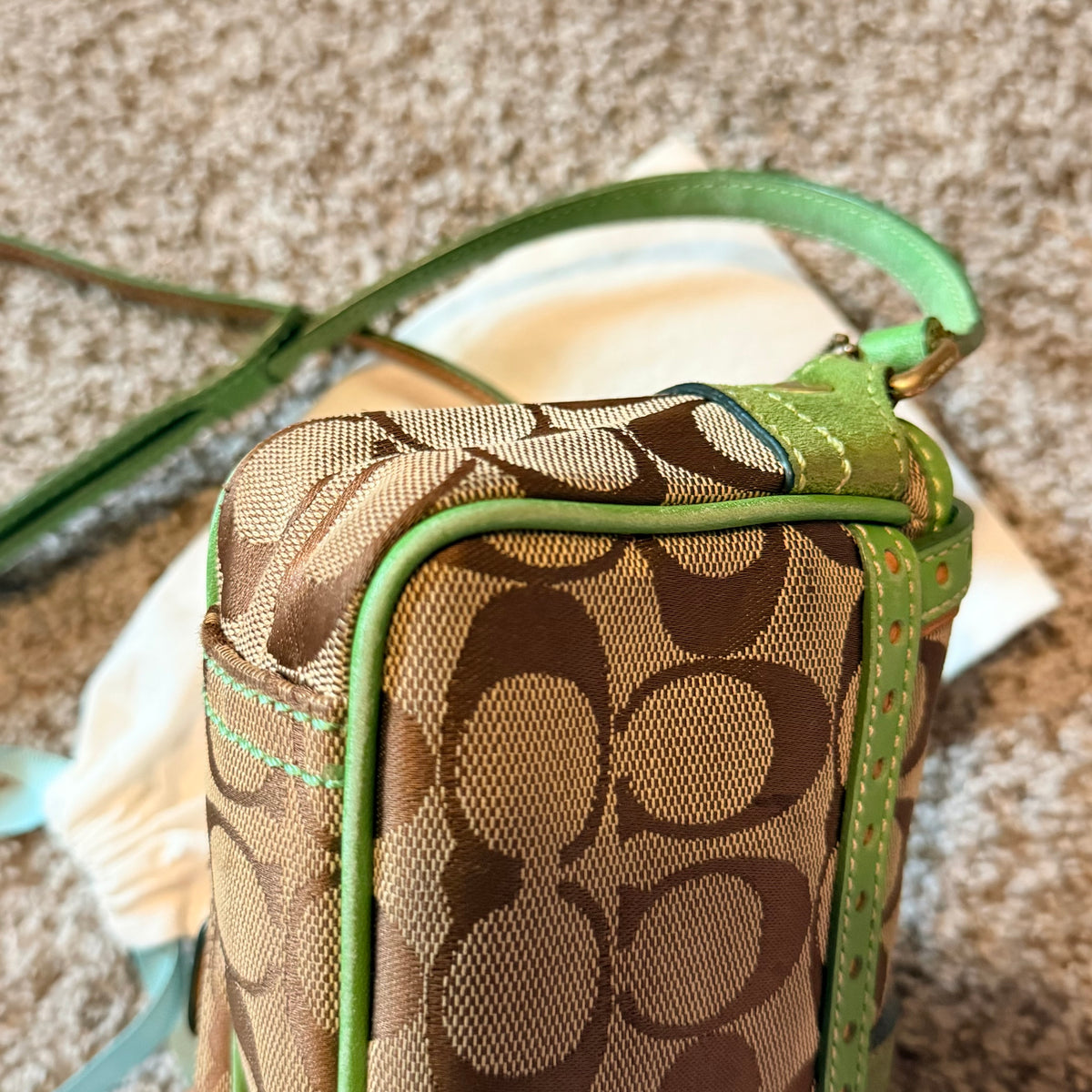 Rare Green Vintage Coach Soho Signature Mini Crossbody Bag 2004