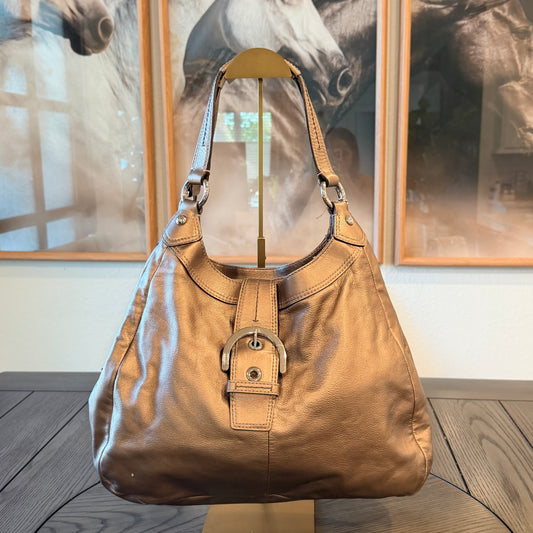 Coach Soho Lynn Metallic Bronze Leather Hobo Shoulder Bag