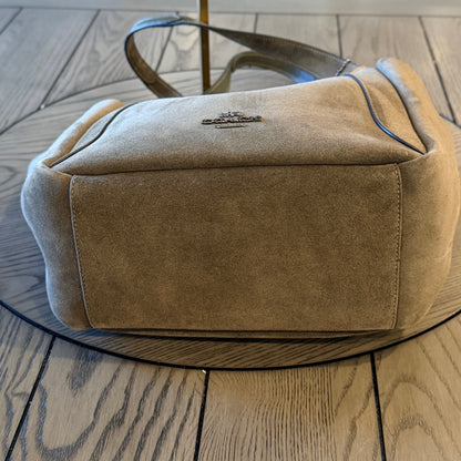 Coach Hadley Turnlock Tote Bag in Olive/Army Green Suede