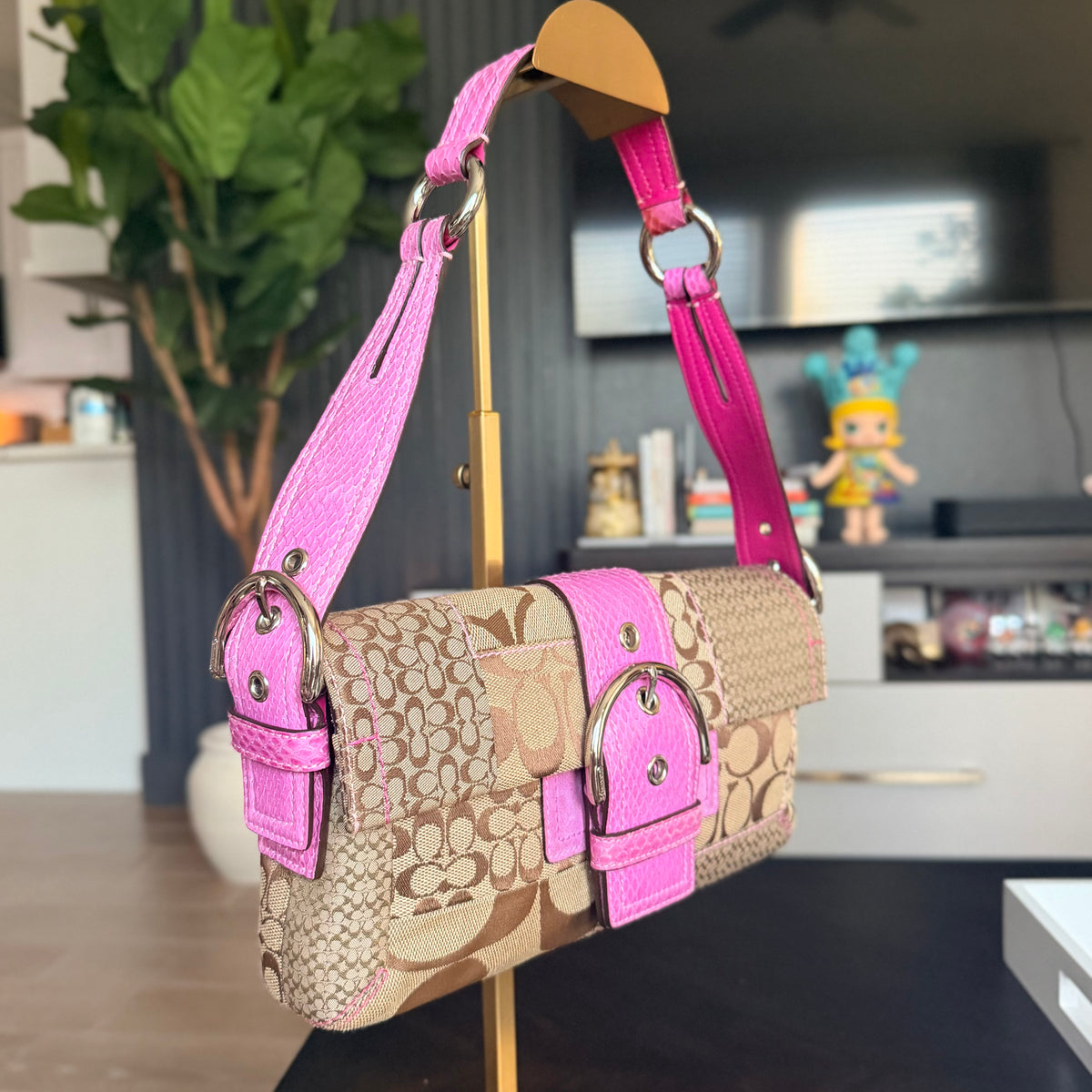 Vintage Pink Coach Soho Patchwork Shoulder Bag 2005