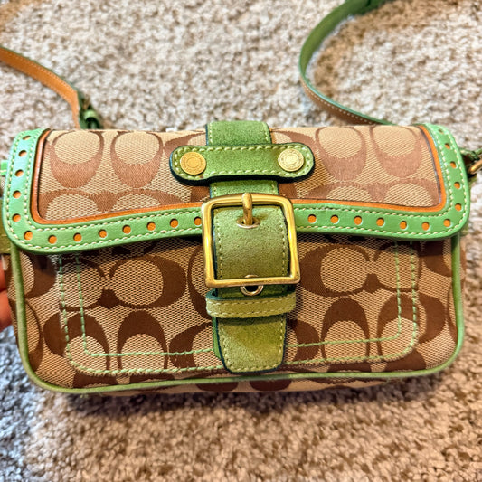 Rare Green Vintage Coach Soho Signature Mini Crossbody Bag 2004