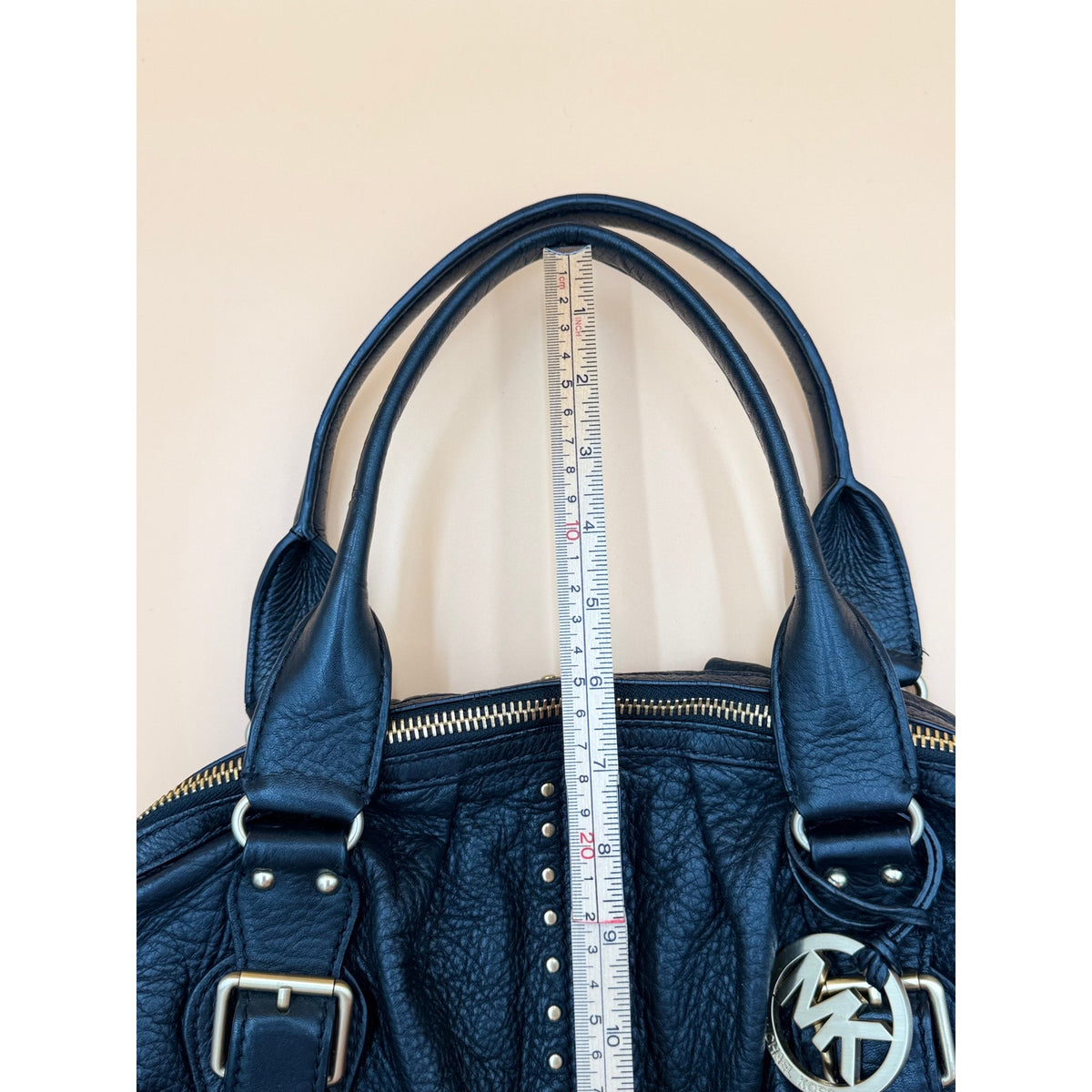 MICHAEL KORS Astor Black Pebbled Leather Satchel Shoulder Tote Hobo Bag with COA