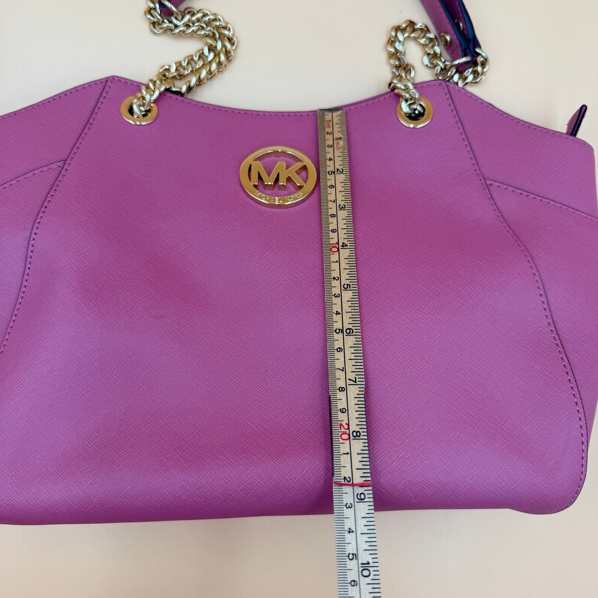 Michael Kors Jet Set Travel Large Chain Tote Tulip Pink Saffiano Leather Bag NWT